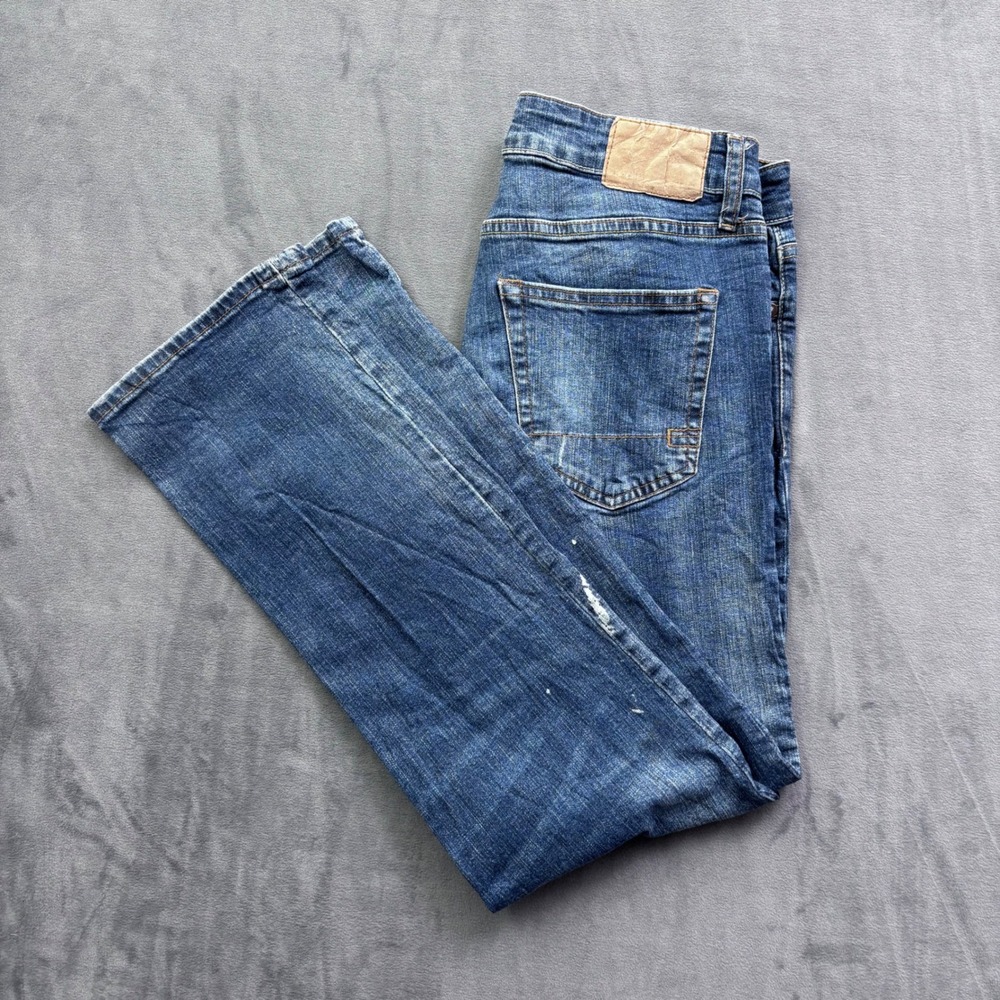 Aeropostale Mens Straight Leg Jeans 28x30 Medium Wash Paint Splatter Distressed